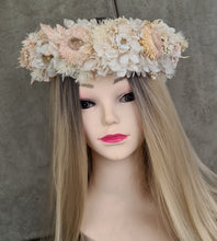 Load image into Gallery viewer, Boho Blush Everlasting preserved flowers crown / dog collar