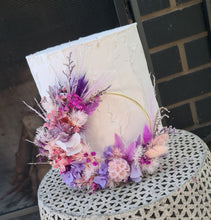 Load image into Gallery viewer, Pink / purple everlasting flowers cake topper hoop – 5 inch