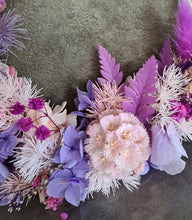 Load image into Gallery viewer, Pink / purple everlasting flowers cake topper hoop – 5 inch