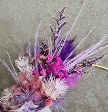 Load image into Gallery viewer, Pink / purple everlasting flowers cake topper hoop – 5 inch