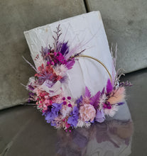 Load image into Gallery viewer, Pink / purple everlasting flowers cake topper hoop – 5 inch