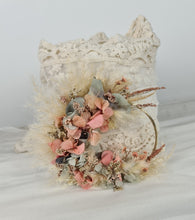 Load image into Gallery viewer, Peach sage everlasting flowers cake topper hoop – 5 inch