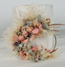 Load image into Gallery viewer, Peach sage everlasting flowers cake topper hoop – 5 inch