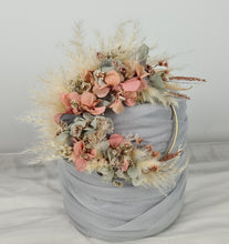 Load image into Gallery viewer, Peach sage everlasting flowers cake topper hoop – 5 inch