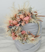 Load image into Gallery viewer, Peach sage everlasting flowers cake topper hoop – 5 inch