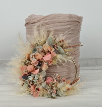 Load image into Gallery viewer, Peach sage everlasting flowers cake topper hoop – 5 inch