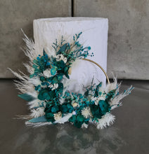 Load image into Gallery viewer, Emerald green everlasting flowers cake topper hoop – 5 inch