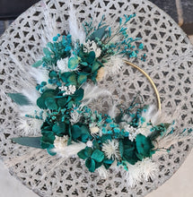 Load image into Gallery viewer, Emerald green everlasting flowers cake topper hoop – 5 inch