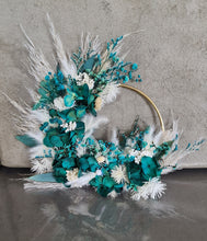 Load image into Gallery viewer, Emerald green everlasting flowers cake topper hoop – 5 inch