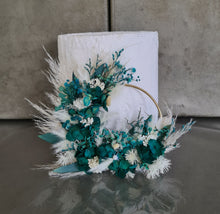 Load image into Gallery viewer, Emerald green everlasting flowers cake topper hoop – 5 inch