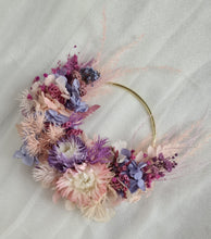 Load image into Gallery viewer, Pink / purple everlasting flowers cake topper hoop – 4 inch