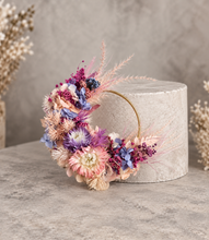 Load image into Gallery viewer, Pink / purple everlasting flowers cake topper hoop – 4 inch