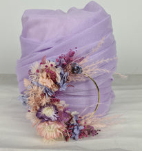 Load image into Gallery viewer, Pink / purple everlasting flowers cake topper hoop – 4 inch