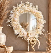 Load image into Gallery viewer, Boho deco Everlasting flowers wall mirror