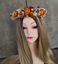 Load image into Gallery viewer, Rustic Boho Everlasting flowers crown with boho ribbon