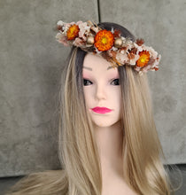 Load image into Gallery viewer, Rustic Boho Everlasting flowers crown with boho ribbon