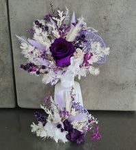 Load image into Gallery viewer, Double Everlasting preserved flowers cake topper - purple