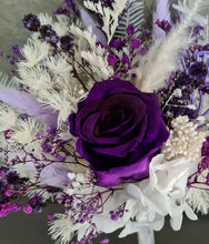 Load image into Gallery viewer, Double Everlasting preserved flowers cake topper - purple