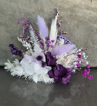 Load image into Gallery viewer, Double Everlasting preserved flowers cake topper - purple