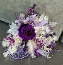 Load image into Gallery viewer, Double Everlasting preserved flowers cake topper - purple