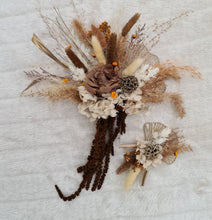 Load image into Gallery viewer, Everlasting preserved flowers double cake topper - rustic