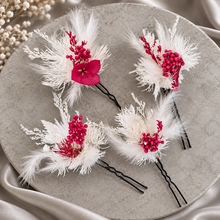 Load image into Gallery viewer, 4 x Everlasting bobby pins - white & red