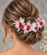 Load image into Gallery viewer, 4 x Everlasting bobby pins - white & red
