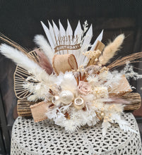 Load image into Gallery viewer, Boho Everlasting flowers on wood log