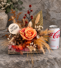 Load image into Gallery viewer, Rustic Everlasting flowers on wood log