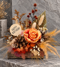 Load image into Gallery viewer, Rustic Everlasting flowers on wood log