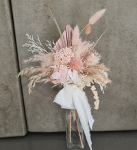 Load image into Gallery viewer, Blush palm spear everlasting flowers with vase