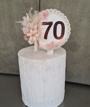 Load image into Gallery viewer, 70th Birthday Everlasting flowers cake topper