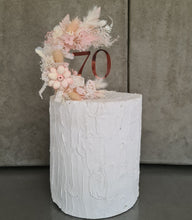Load image into Gallery viewer, Clear acyclic round 70th Birthday Everlasting flowers cake topper