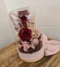 Load image into Gallery viewer, Preserved everlasting flowers baby glass dome - Pink & burgundy