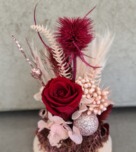 Load image into Gallery viewer, Preserved everlasting flowers baby glass dome - Pink & burgundy