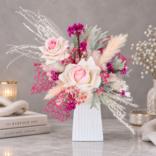 Load image into Gallery viewer, Everlasting flowers cake topper x 2 – Pink, fuchsia & green