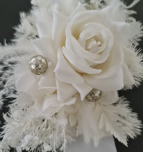 Load image into Gallery viewer, Everlasting flowers school formal / prom corsage – White & champagne gold