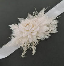 Load image into Gallery viewer, Everlasting flowers school formal / prom corsage – White with glitter
