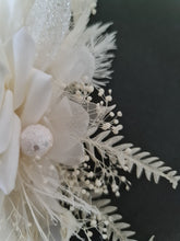 Load image into Gallery viewer, Everlasting flowers school formal / prom corsage – White with glitter