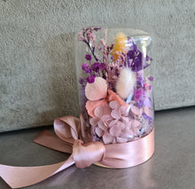 Load image into Gallery viewer, Preserved everlasting flowers mini glass dome – Purple / pink, yellow