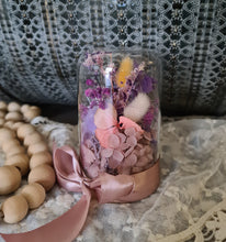 Load image into Gallery viewer, Preserved everlasting flowers mini glass dome – Purple / pink, yellow