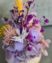 Load image into Gallery viewer, Preserved everlasting flowers mini glass dome – Purple / pink, yellow