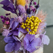 Load image into Gallery viewer, Preserved everlasting flowers mini glass dome – Purple / pink, yellow