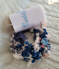 Load image into Gallery viewer, Pet Memory dog /cat Everlasting flowers reef & candle set - blue & pink