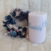 Load image into Gallery viewer, Pet Memory dog /cat Everlasting flowers reef & candle set - blue & pink