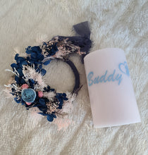 Load image into Gallery viewer, Pet Memory dog /cat Everlasting flowers reef & candle set - blue & pink