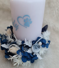 Load image into Gallery viewer, Pet Memory dog /cat Everlasting flowers reef & candle set - blue
