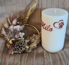Load image into Gallery viewer, Pet Memory dog /cat preserved flowers reef & candle set - Autumn gold