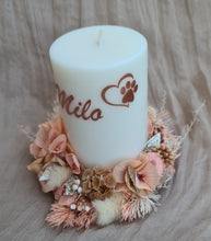 Load image into Gallery viewer, Pet Memory dog /cat Everlasting flowers reef & candle set - Peach orange