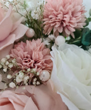 Load image into Gallery viewer, Neutral blush pink & green bridal bouquet & buttonhole – Elopement set